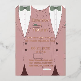 ピンクのゲイウェディングは実在バラゴールドフォイルを招く 箔招待状