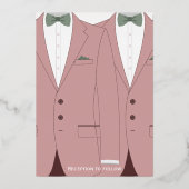 ピンクのゲイウェディングは実在バラゴールドフォイルを招く 箔招待状 (裏面)