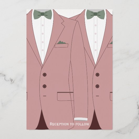 ピンクのゲイウェディングは実在バラゴールドフォイルを招く 箔招待状 (裏面)