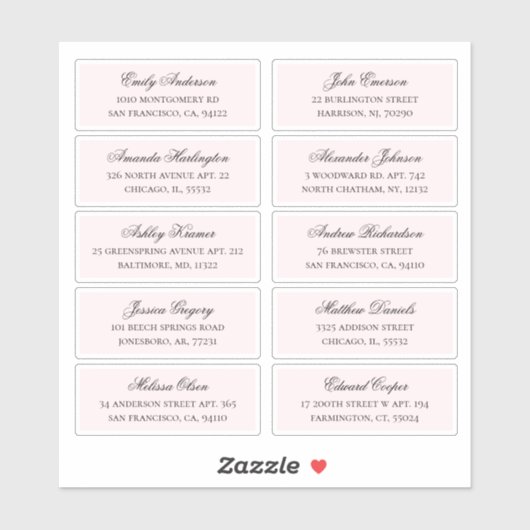 ピンクのゲスト名のアドレス。出荷結婚ラベル シール (シート)