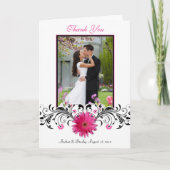 ピンクのゲラニウムの花のウェディング写真　サンキューカード サンキューカード (正面)