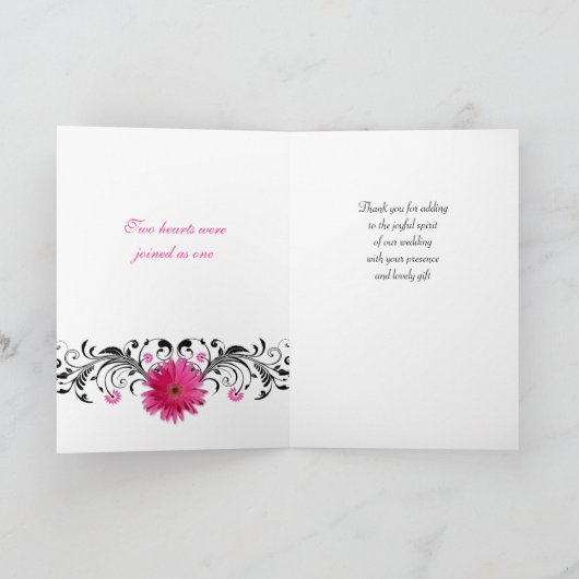 ピンクのゲラニウムの花のウェディング写真　サンキューカード サンキューカード (内部)