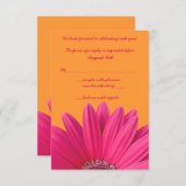 ピンクのゲルバダイシ オレンジ ウェディング RSVP カード (正面/裏面)