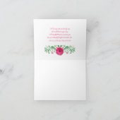 ピンクのゲルバダイジー グリーンフローラル ウェディング サンクス サンキューカード (内部)