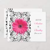ピンクのゲルバダイジー フラワーレスポンス カード (正面/裏面)