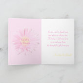 ピンクのゲルバダイジー ホワイトの感謝カード サンキューカード (内部)