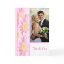 ピンクのゲルバダイジー ホワイトの感謝カード