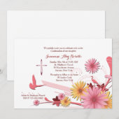 ピンクのゲルベラを使った宗教的な招待状 招待状 (正面/裏面)