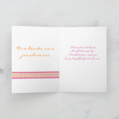 ピンクのゲルベラダイシープラッド結婚式の写真ありがとうカード サンキューカード (内部)