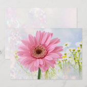 ピンクのゲルベラダイジー - どんなお祝いにも使える招待状 招待状 (正面/裏面)