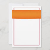 ピンクのゲルベラデイジー オレンジリボン バットミッツヴァー 招待状 (裏面)