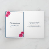 ピンクのゲルベラデイジー ネイビー フォト ウェディング サンクスカード サンキューカード (内部)