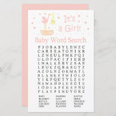 ピンクのコウノトリの巣の赤ちゃんシャワー単語検索ゲーム (正面/裏面)