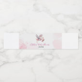 ピンクのコウノトリ雲の赤ちゃんシャワー水ボトル ペットボトルラベル (シングルラベル)