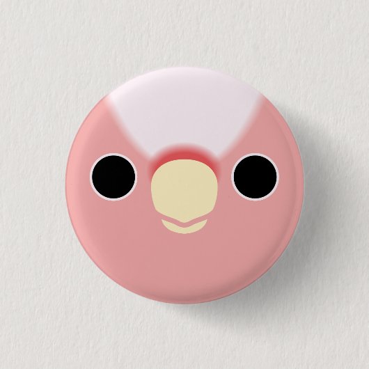 ピンクのコカトゥーの顔 缶バッジ (正面)