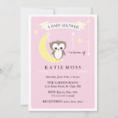 ピンクのコキンメフクロウ|のベビーシャワーの招待状 招待状 (正面)