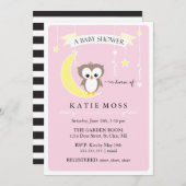 ピンクのコキンメフクロウ|のベビーシャワーの招待状 招待状 (正面/裏面)