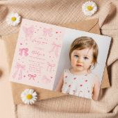 ピンクのコケットがファンシーONE BIRTHDAY Partyの写真を一枚弓 招待状