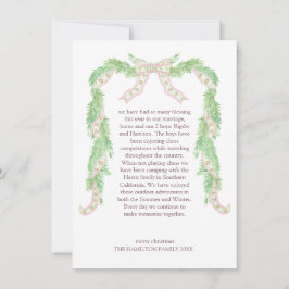 ピンクのコケットの弓のナッ名門私立校風のククラッカークリスマス シーズンカード