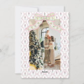 ピンクのコケットの弓のナッ名門私立校風のククラッカークリスマス シーズンカード (裏面)