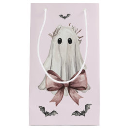 ピンクのコケットハロウィーンの幽霊ギフトバッグ スモールペーパーバッグ