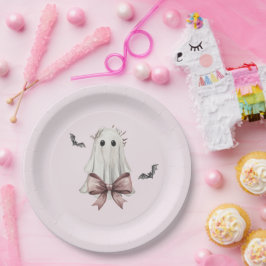 ピンクのコケットハロウィーンの幽霊紙皿 ペーパープレート