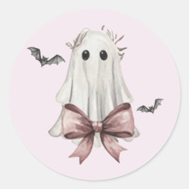ピンクのコケットハロウィーンゴーストラウンドステッカー ラウンドシール