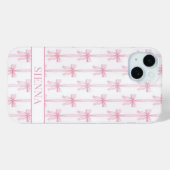 ピンクのコケットボウストライプモノグラム Case-Mate iPhoneケース (裏面 (横))