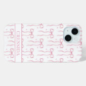 ピンクのコケットボウモノグラム Case-Mate iPhoneケース (裏面 (横))