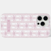 ピンクのコケットボウ ストライプモノグラム Case-Mate iPhoneケース (裏面 (横))