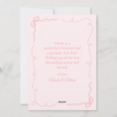 ピンクのコケット弓クリスマスツリーメリークリスマス シーズンカード (裏面)