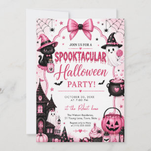 ピンクのコケット・スプークタキュラー・ハロウィンパーティー 招待状