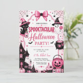 ピンクのコケット・スプークタキュラー・ハロウィンパーティー 招待状 (スタンド正面)