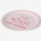ピンクのコケモダンット手引き赤ちゃんシャワー ペーパープレート (アングル)