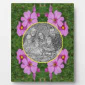 ピンクのコスモスの花あなたの写真を追加 フォトプラーク (正面)