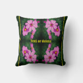 ピンクのコスモスの花の抽象芸術 クッション (裏面)