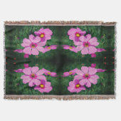 ピンクのコスモスの花の抽象芸術 スローブランケット (正面)