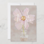 ピンクのコスモスの花の結婚式のお礼カード サンキューカード (正面)