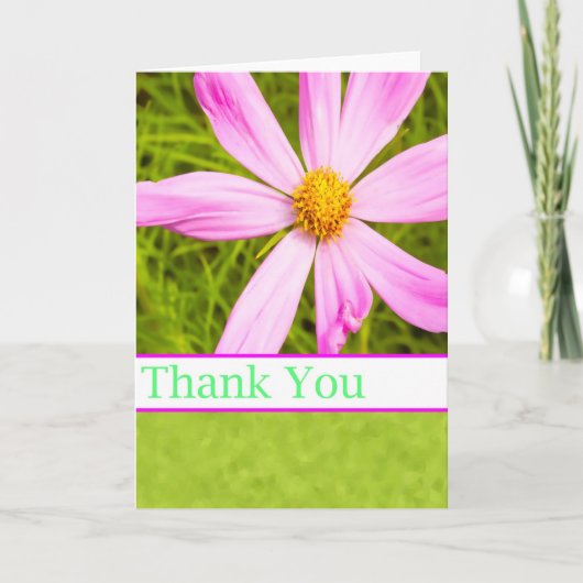 ピンクのコスモスの花をありがとう サンキューカード (正面)