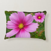 ピンクのコスモスの花ワイルドフラワー アクセントクッション (裏面)