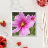 ピンクのコスモスの花ワイルドフラワー スタンダードカクテルナプキン (インサイチュ)