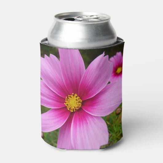 ピンクのコスモスの花ワイルドフラワー 缶クーラー (缶正面)