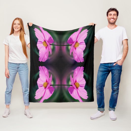 ピンクのコスモスの花抽象芸術 フリースブランケット (インサイチュ)