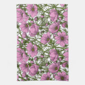 ピンクのコスモスの花 キッチンタオル (縦)