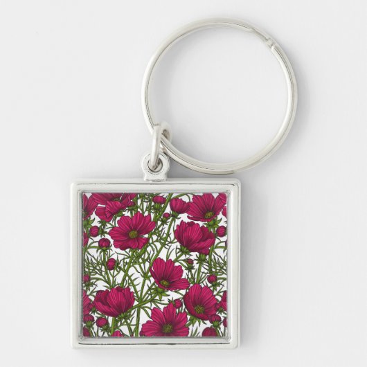 ピンクのコスモスの花 キーホルダー (正面)