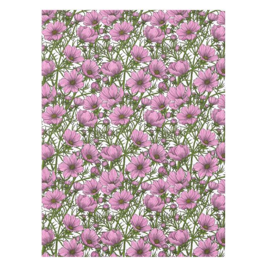 ピンクのコスモスの花 テーブルクロス (正面)
