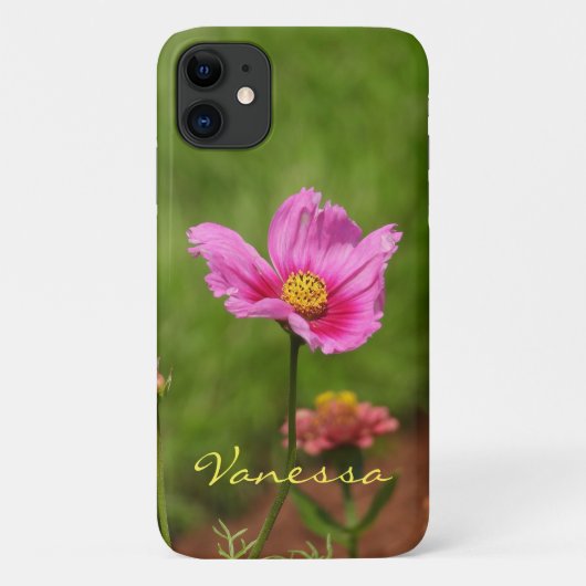 ピンクのコスモスの花*パーソナライズ* Case-Mate iPhoneケース (裏面)
