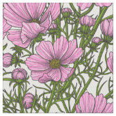 ピンクのコスモスの花 ファブリック (クローズアップ)