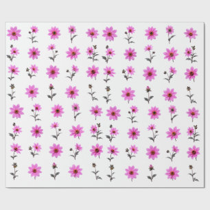ピンクのコスモスの花 ボタニカル フラワーイラスト セット ラッピングペーパー