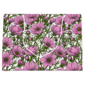 ピンクのコスモスの花 ラージペーパーバッグ (正面)